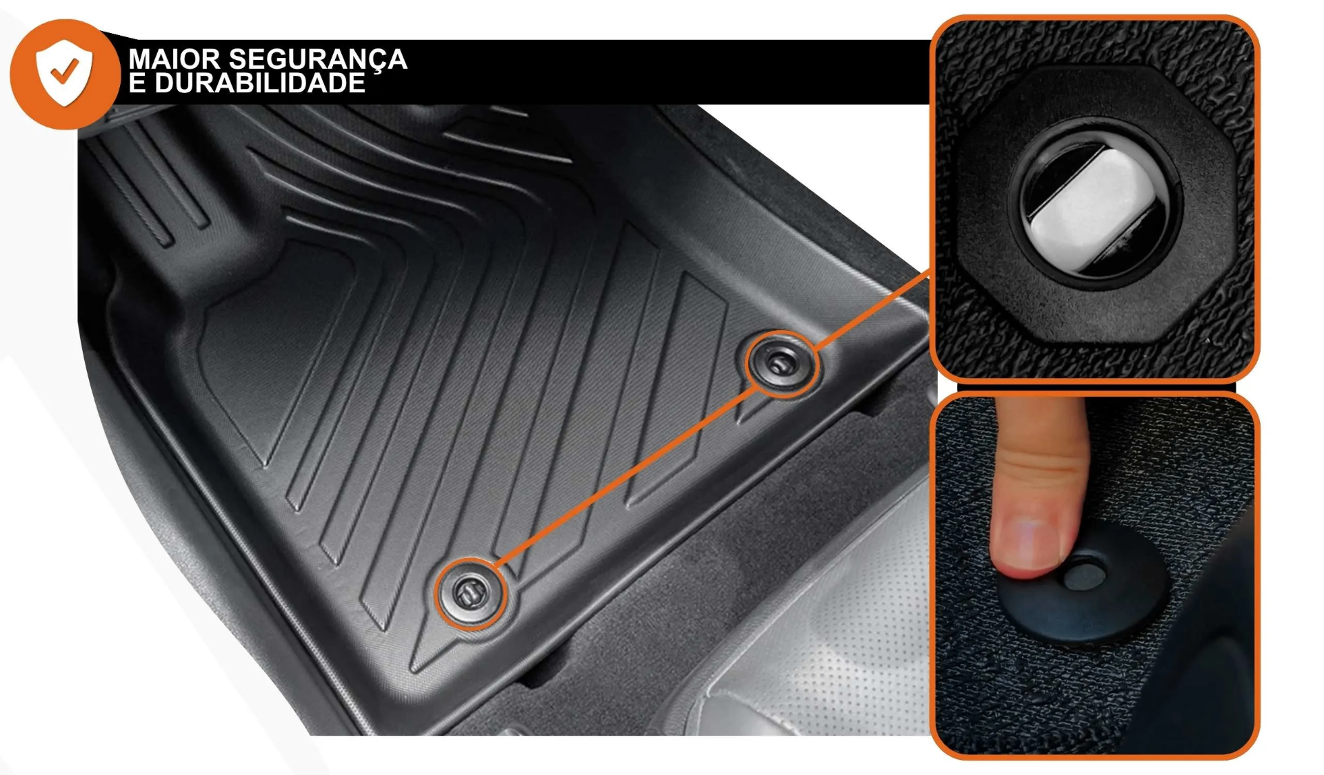 Ilhós de fixação originais de fábrica para maior segurança